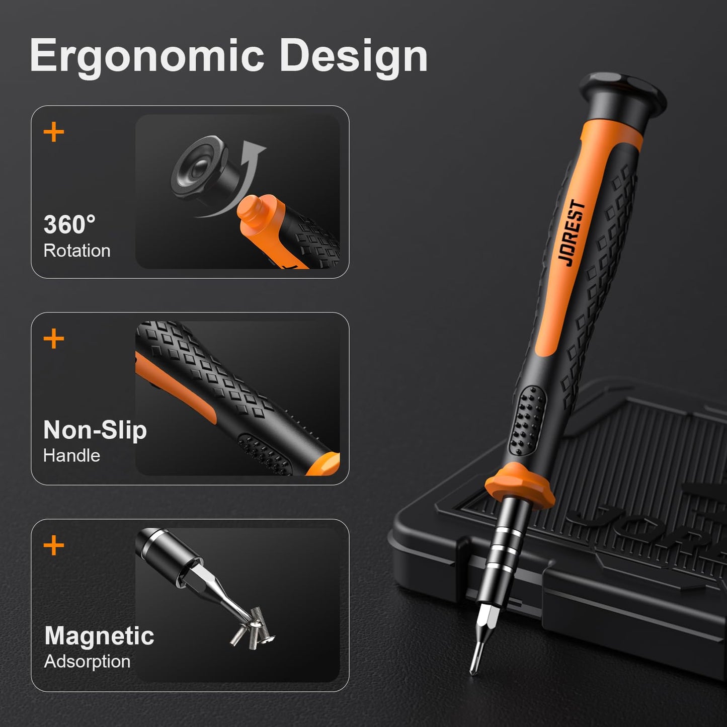 JOREST 40Pcs Small Precision Screwdriver Set with Torx Triwing Phillips, Mini Repair Tool Kit for Macbook, Computer, Laptop, PC, iPhone, PS5, Xbox, Switch, Glasses, Watch, Ring Doorbell, Electronics