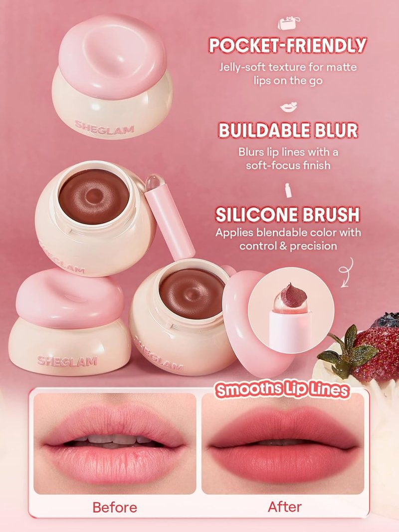Bounce Putty Pocket Lip Pot - Velvet Matte Lip Gloss | High Pigment Tomato Tango Color with Brush