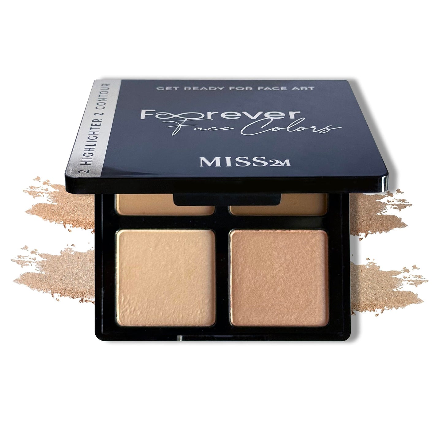 MISS2M Forever 4-in-1 Easy Contouring Makeup Kit with Soft Matte Bronzing Powder and Glowy Highlighters | Stay-All-Day Powder Contour Palette, 18g
