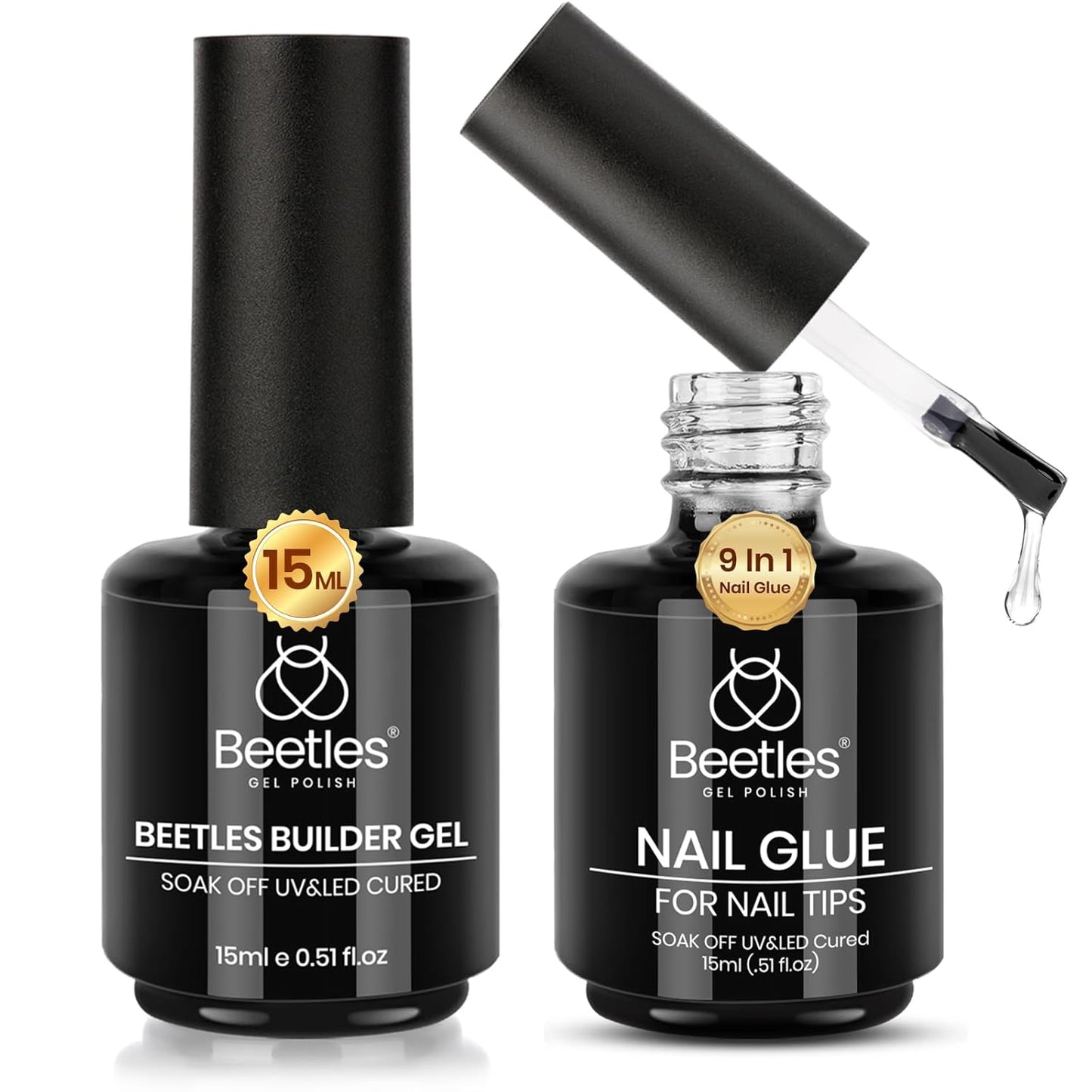 Beetles Gel Polish Set - 3 Pcs No Wipe Top & Base Coat | Long-Lasting Milky Pink 15ml Jelly Gel for Women