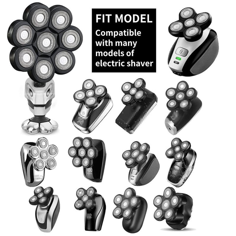 HONTEC 8 Blade Replacement Heads Electric Razor Shaver (8D Black)