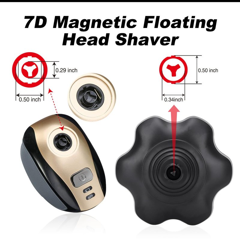 7 Blades Head Shaver Replacement Heads - Magnetic Shaver Replacement Head - Universal Replacement Heads 2pcs