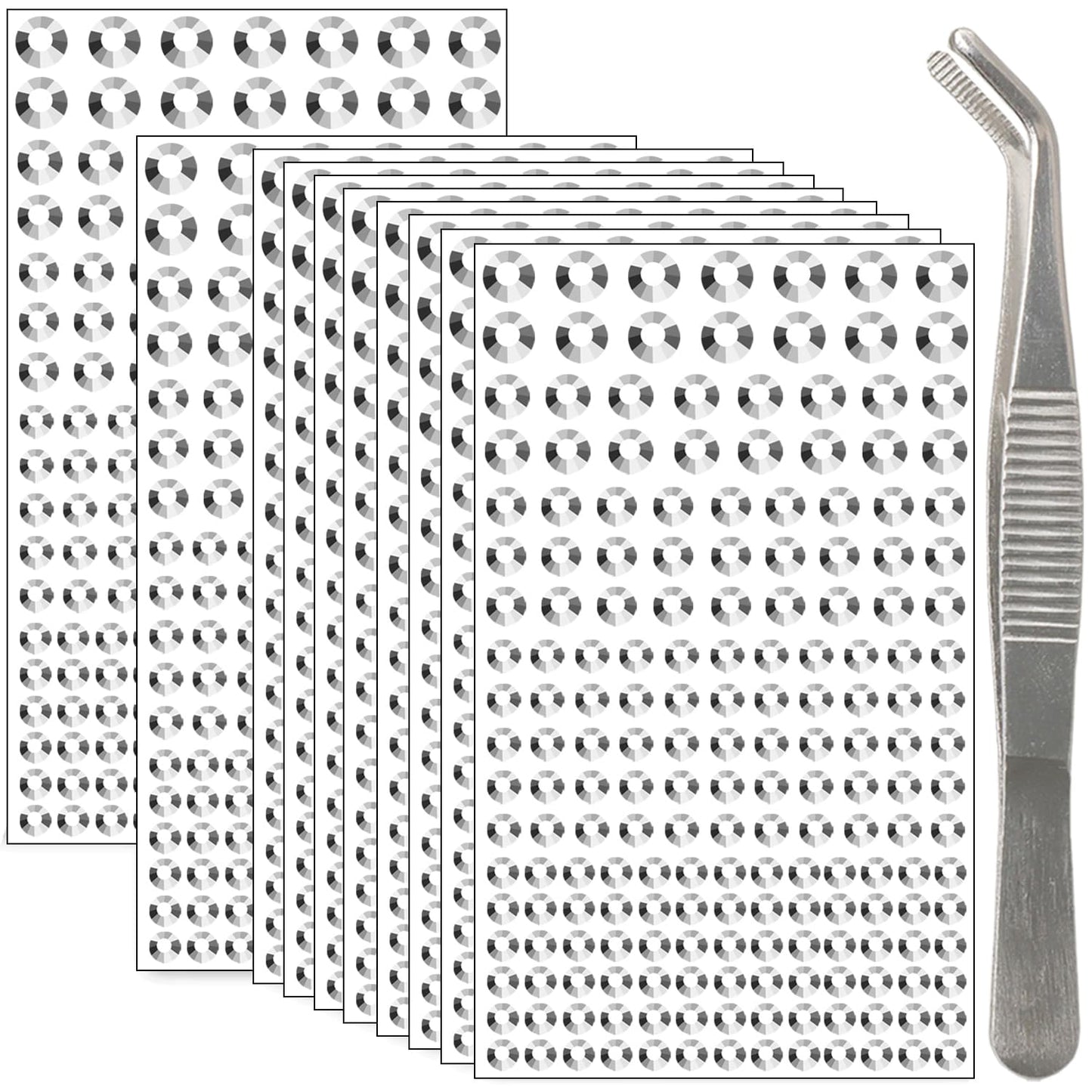 Hair Gems - 1760 Pcs Self-Adhesive Clear Rhinestones for Face, Body & Nail Art | Festival & Halloween Makeup