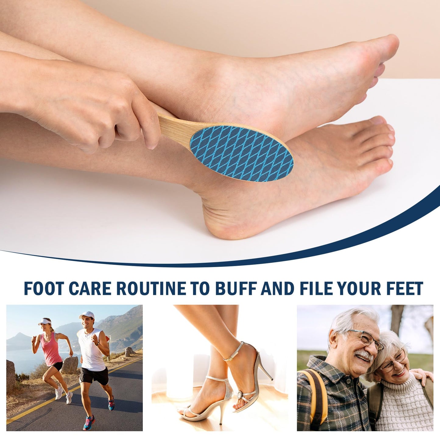 FVION Bamboo Foot File Callus Remover - Portable Foot Scrubber Pedicure Feet Sander File, Double-Sided Heel Scraper for Smooth and Soft Feet