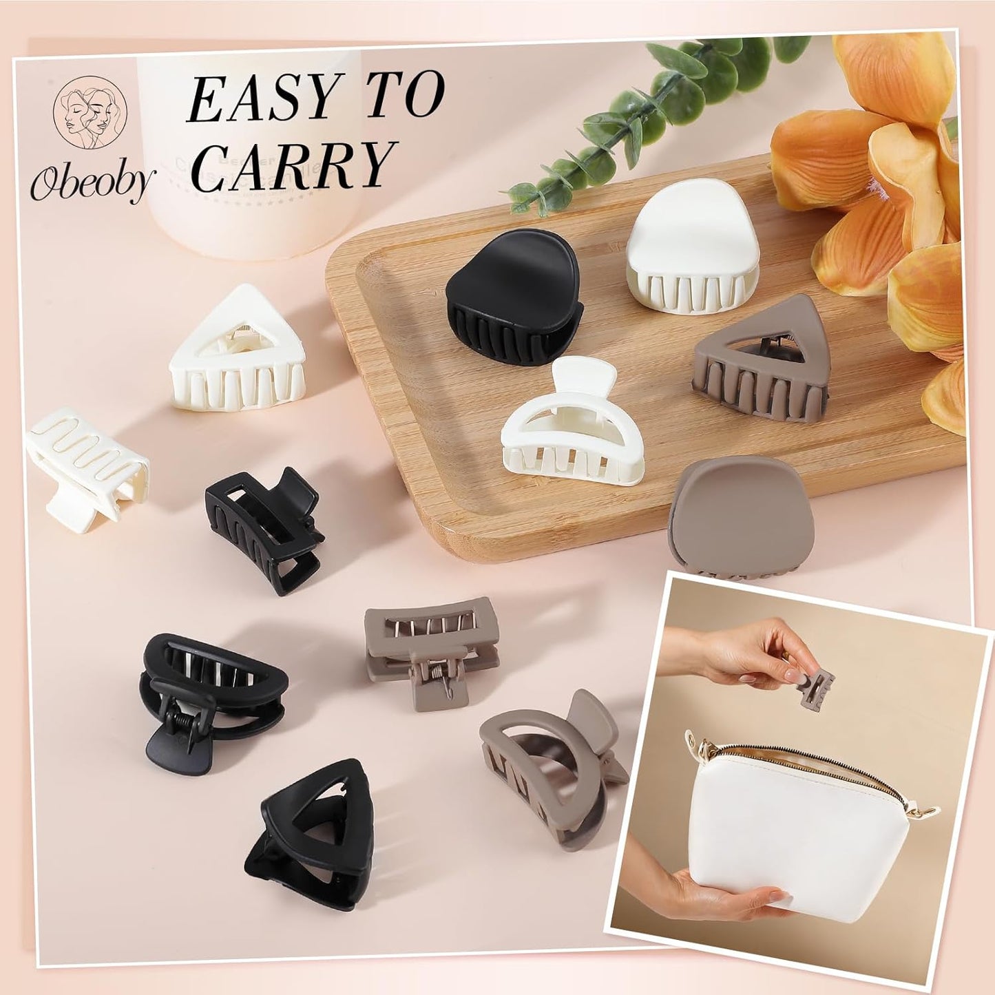 12 Pcs Mini Claw Hair Clips for Thin Hair - 1.6 Inch Matte Black, Brown, Beige Short Hair Accessories