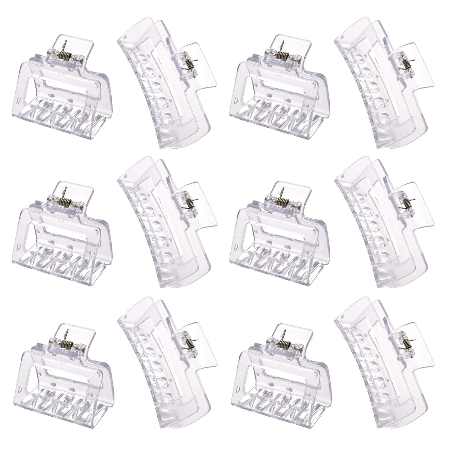 Black Square Claw Clips - 12 Pack Non-Slip Matte Hair Clips for Women | Strong Hold for Thick & Thin Hair