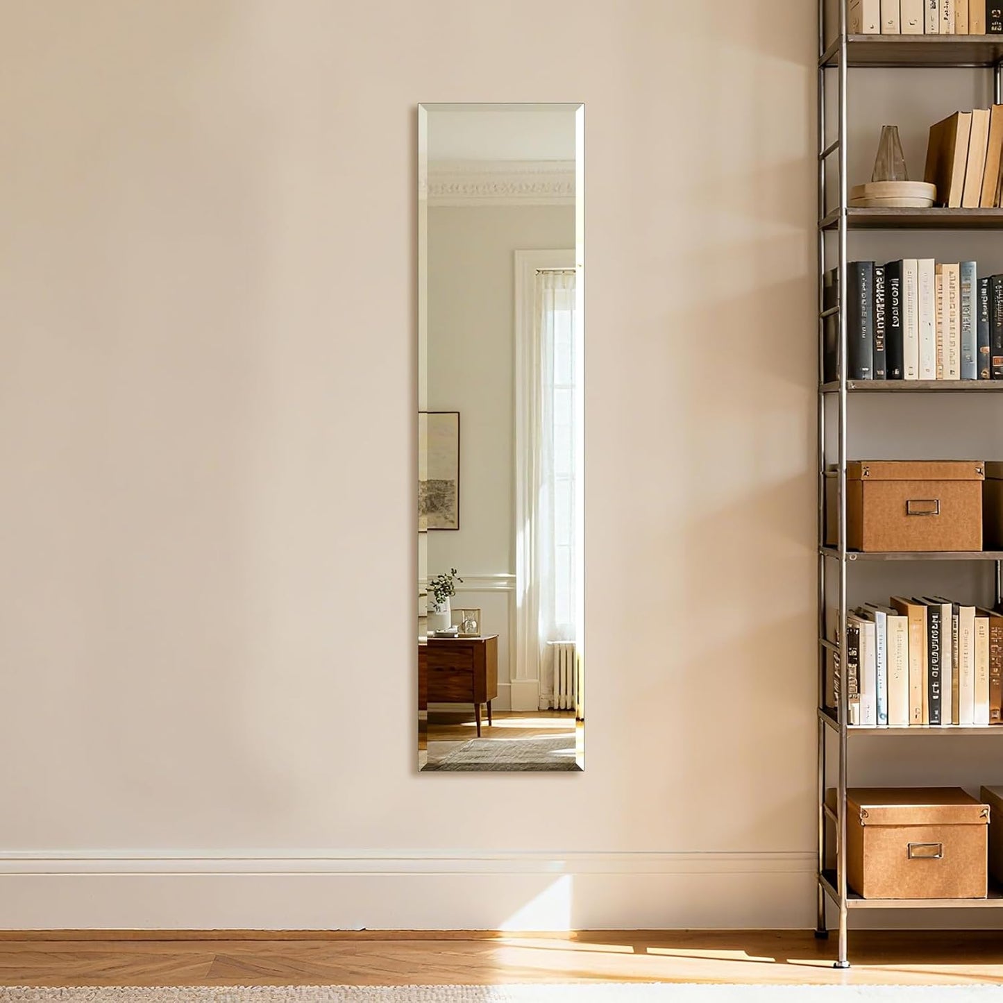 Frameless Bathroom Mirror - Rectangle Beveled Edge, Shatterproof Tempered Glass | 24" x 16" for Versatile Hanging