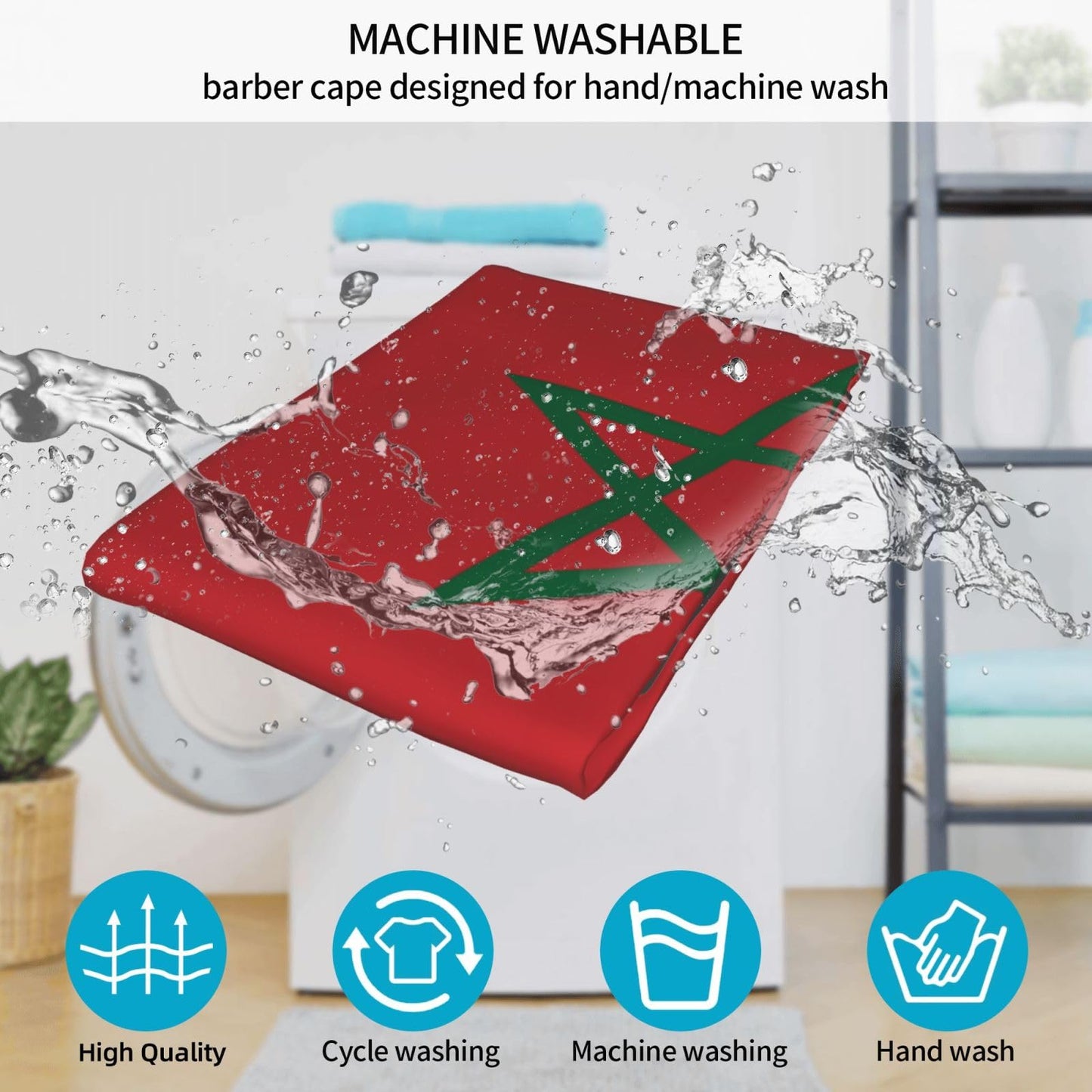 Morocco Flag Hair Cutting Barber Cape Hair Salon and Dyeing Styling Cloth for Women/Men