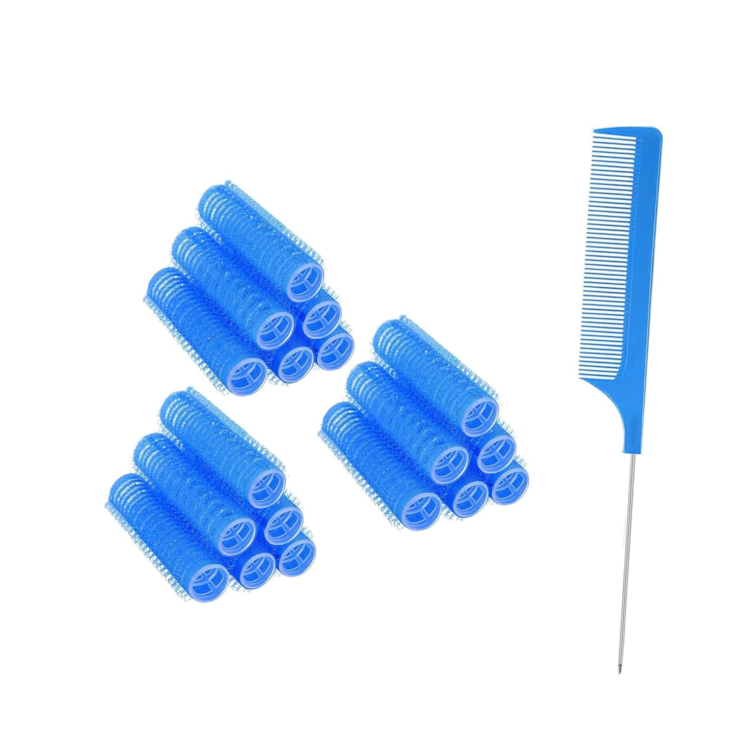 Self Grip Hair Rollers - 18Pcs Heatless Curlers for Short Fine Hair | DIY Plastic Styling Tools (0.8 x 2.4 Inch)