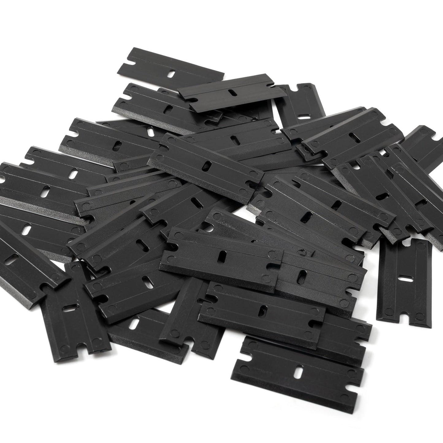 NEWISHTOOL Black Plastic Razor Blades, 300 PCS Double Edged Replacement for Scraper and Safety Glass Use - 1.5 Inch for Removing Label, Decal & Adhesive