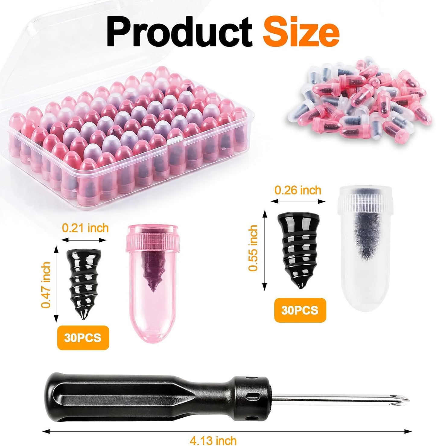 Tire Plug Repair Kit - 60 Pcs Professional Grade Screw Type with Screwdriver | Ideal for Cars, Trucks, Motorcycles & Bicycles
