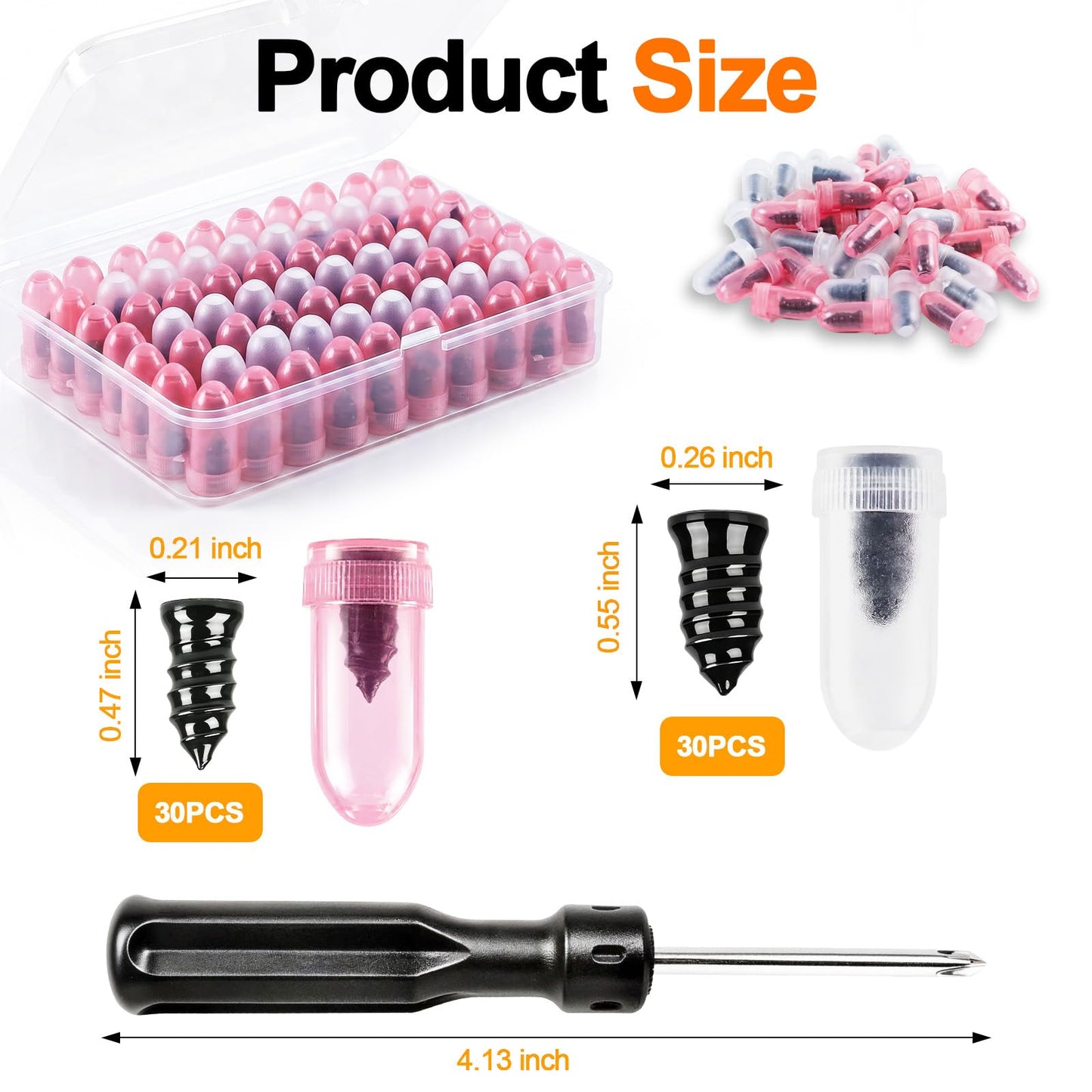 Cupofpet 60 Pcs Tire Plugs Screw Type, Professional Grade Emergency Tire Screw Plug Repair Kit with Screwdriver, Ideal Tire Plug Kit for Car, Truck, Motorcycle and Bicycle Flat Quick Tire Fix