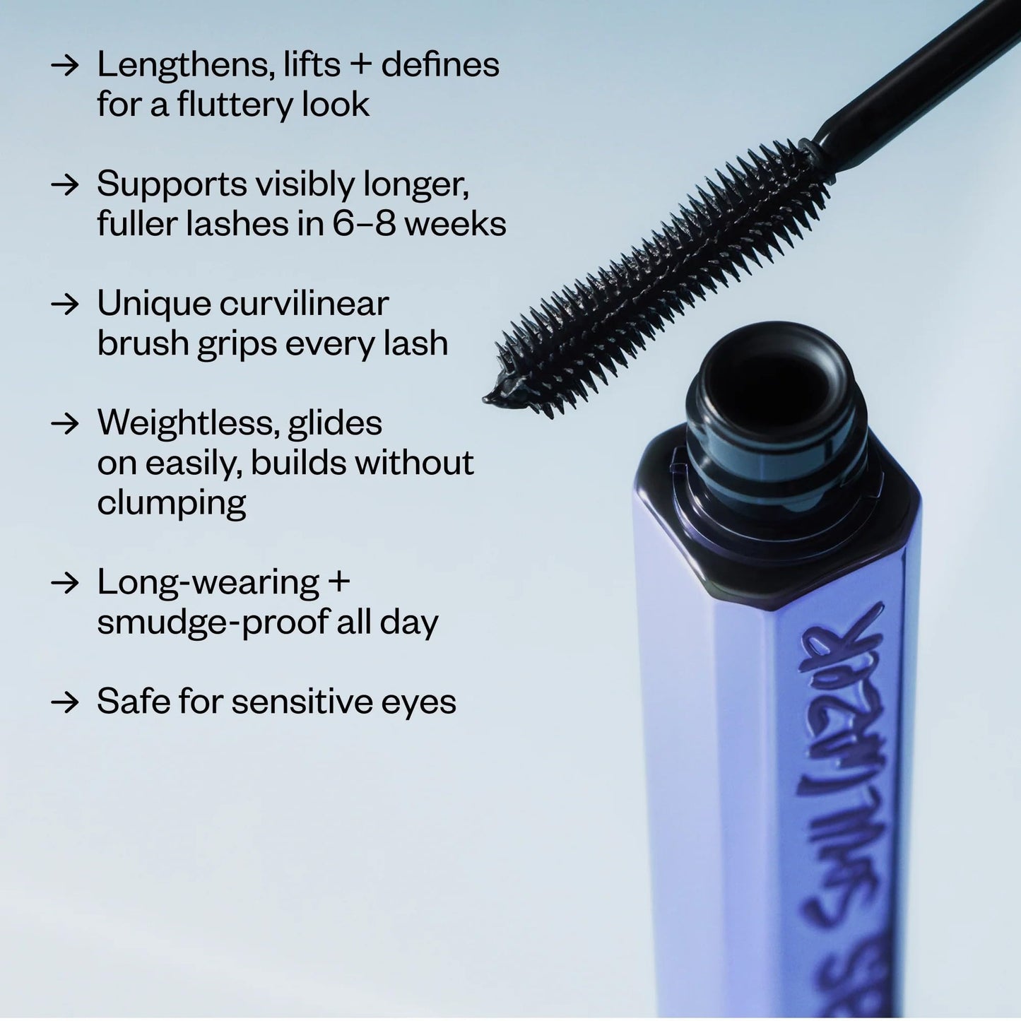 Kosas Mini Soulgazer Lengthening + Lifting Peptide Mascara– Smudge-Proof, Clump-Free Mascara + Lash Serum 2-in-1, Defined Lashes – Curvilinear Molded Brush, Vegan, Sensitive-Eye Safe