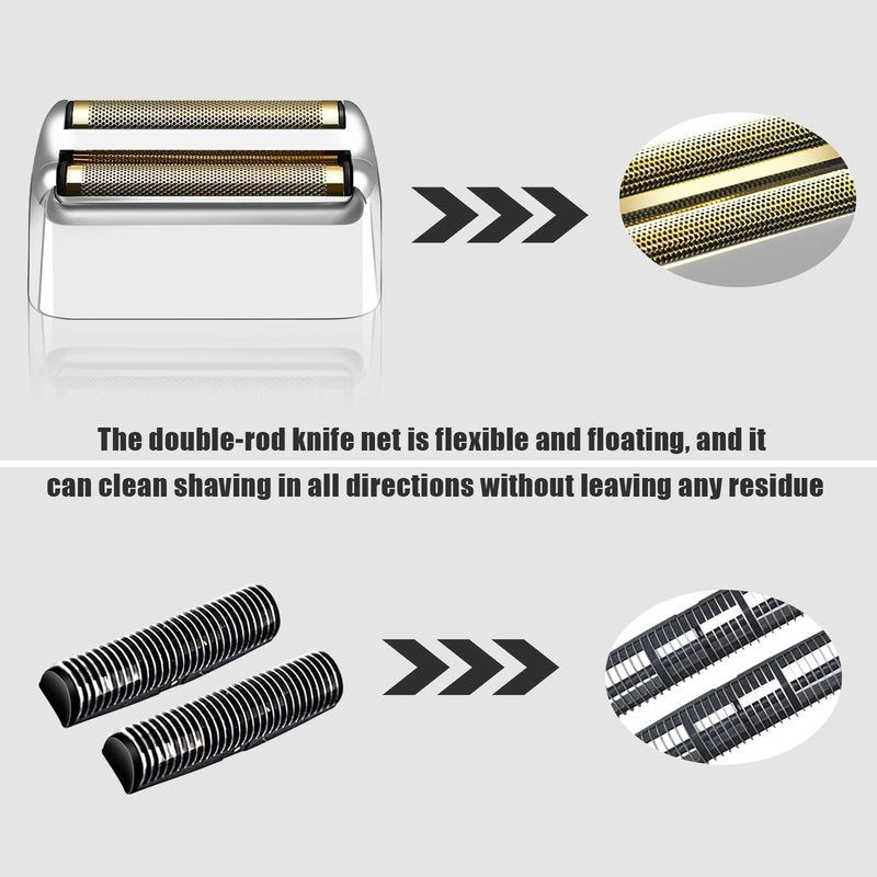 Shaver Replacement Foil and Cutters compatible with BaBylissPRO Barberology Double FXFS2 (Silver)