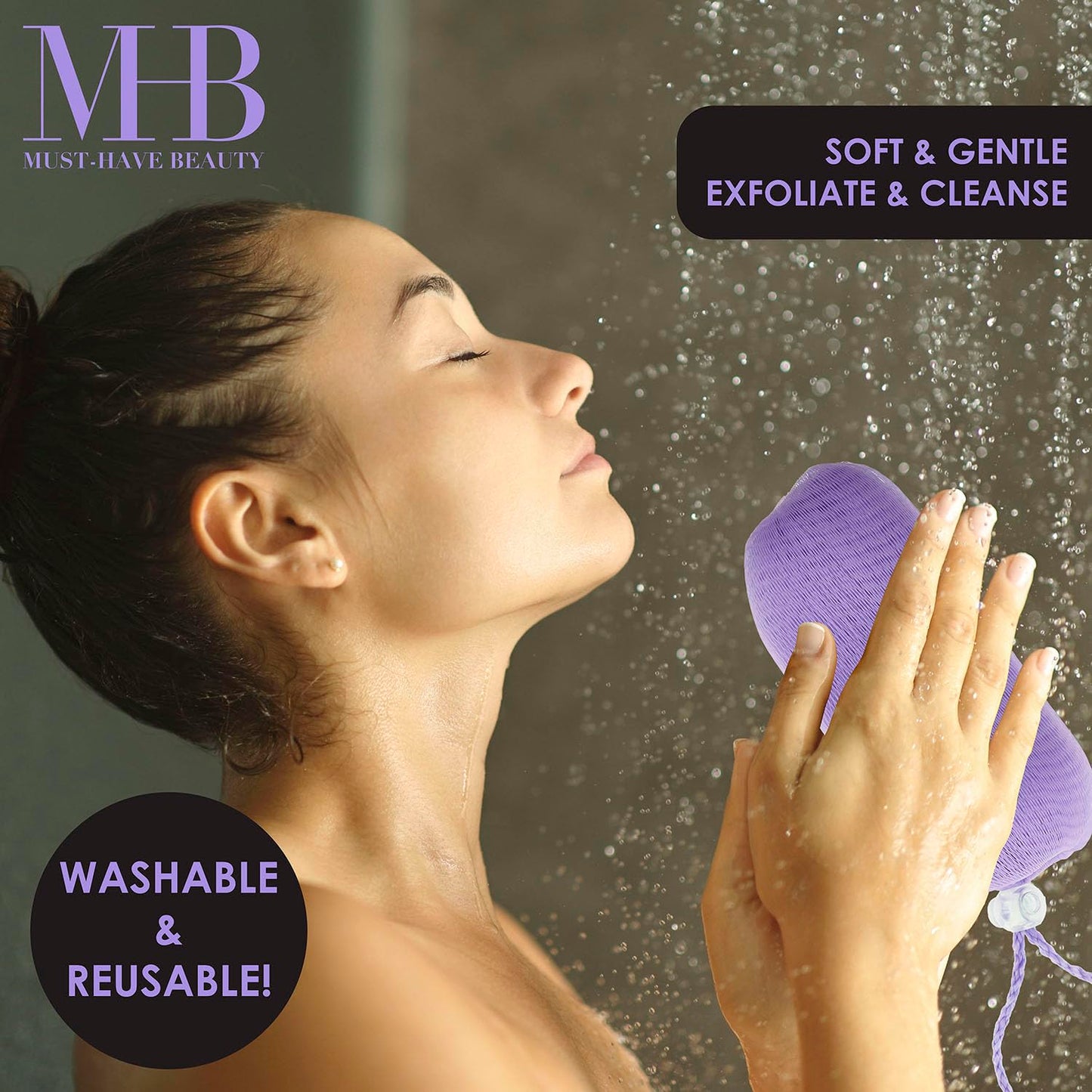2pc Purple Exfoliating Soap Loofah – Soft & Gentle Body Scrubber Value Pack | Luxury Bath Products & Spa Accessories for Women | Deep Cleansing Exfoliating Body Wash Bar – Soft