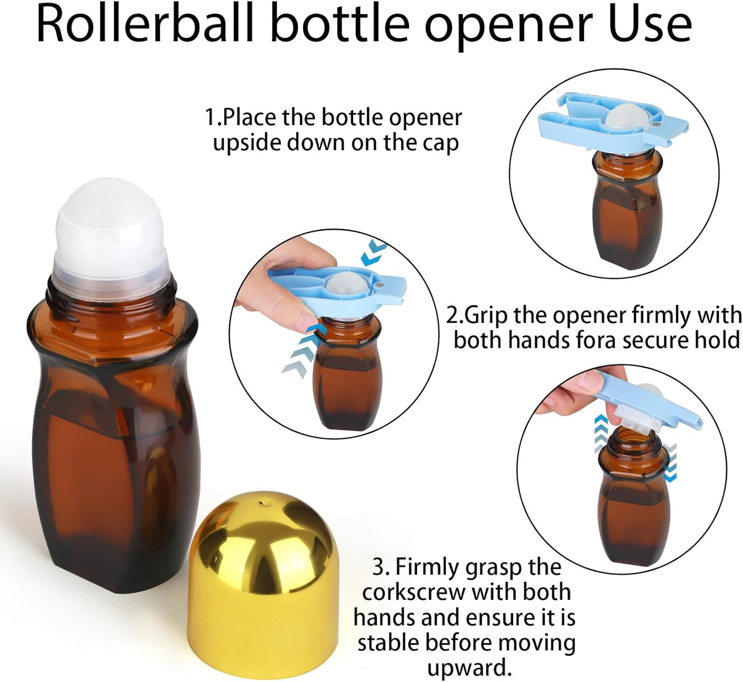 Essential Oil Roll-On Bottles - 4-Piece Amber Glass Set | Reusable Deodorant Containers for Perfumes & Aromatherapy