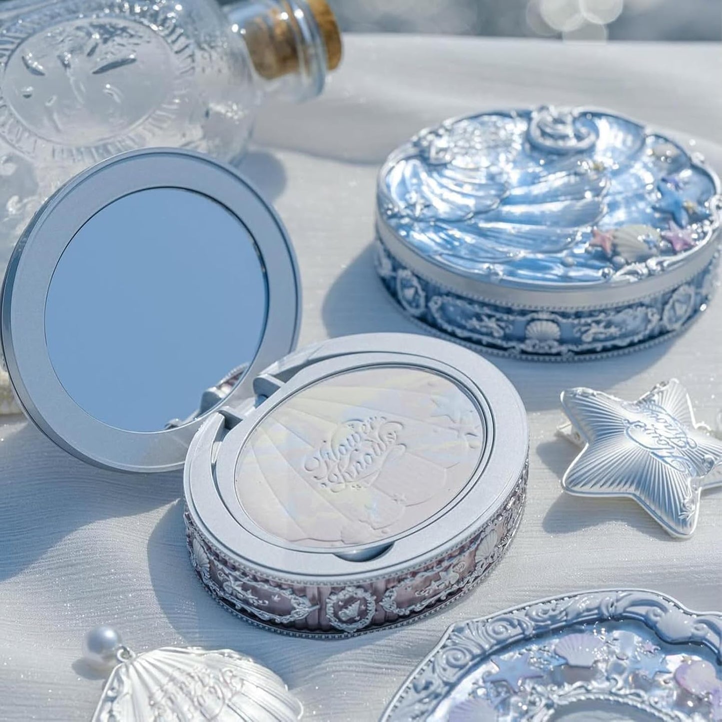 Baked Setting Powder Compact - Translucent Oil-Control & Pore Blurring | 0.32 Oz (Cloudy Blue)