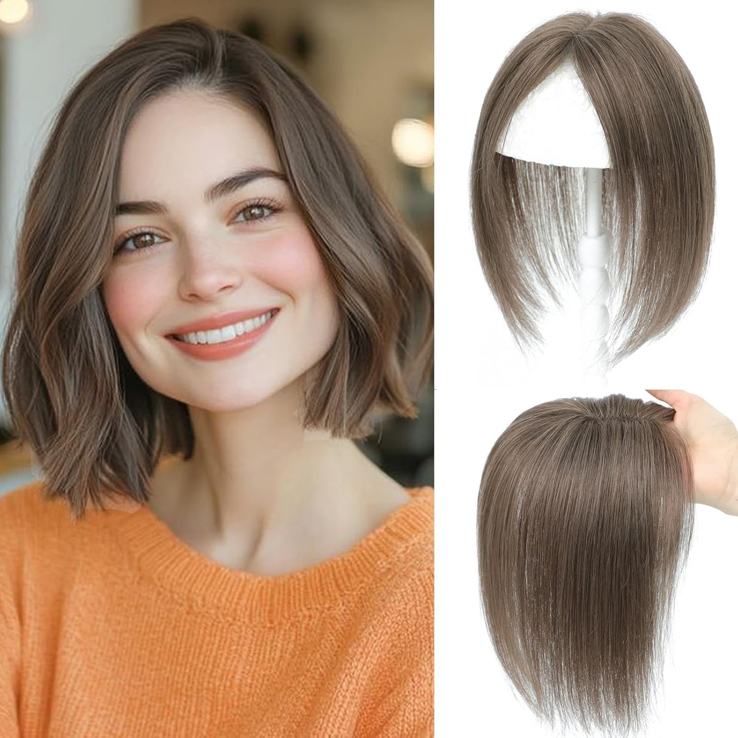 Human Hair Toppers for Women | Real Hand-Tied Swiss Base Hairpieces for Thinning Hair - 10 Inch, 30g, No Bangs