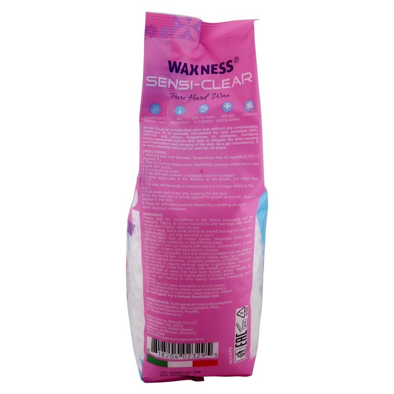 Waxness RUSSIAN PEARL (Creamy) and SENSI CLEAR (Gel) Rosin-Free Stripless Hard Wax for Sensitive Skin, Brazilian & Full Body Hair Removal DOUBLE SIZE 4.4 lb / 2 kg, Pack of 2 (8.8 LB), Made in Italy