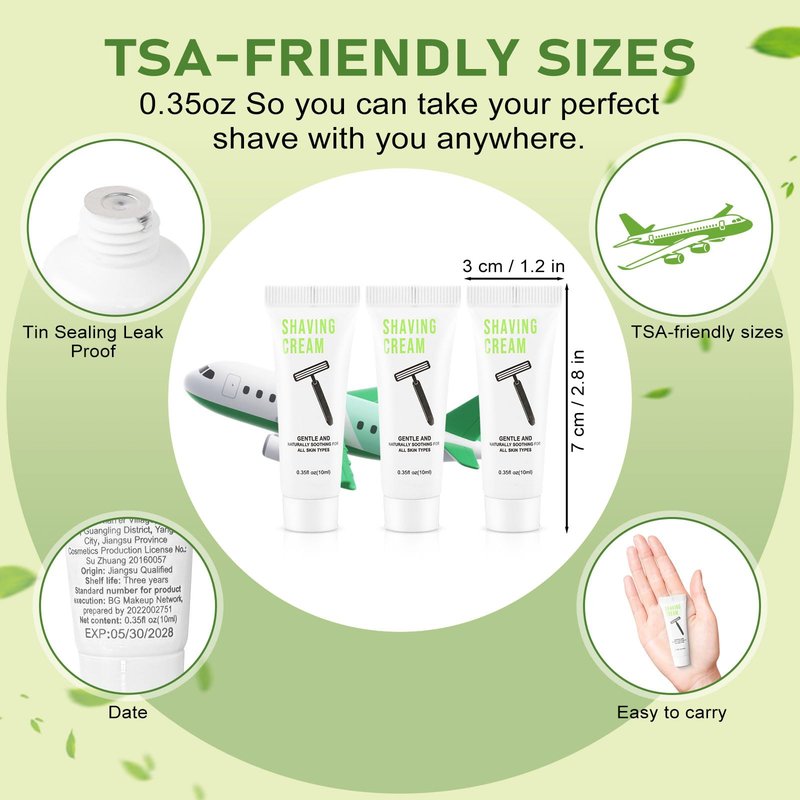 100 Shaving Cream Bulk Travel 10ml/0.35fl oz,Disposable Shaving Cream in Bulk Travel Shave Cream for Hotel Homeless,White Tea