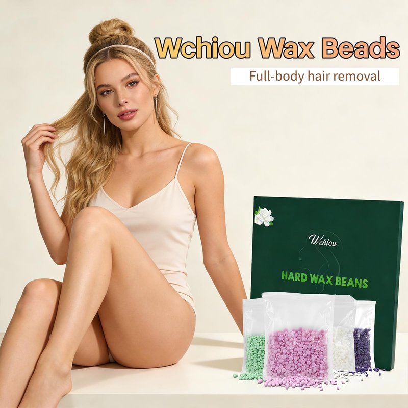 Hard Wax Beads for Hair Removal Wax Beans for Sensitive Skin with Aloe Vera Coconut Rose and Lavender Formula For Bikini Brazilian Waxing Face Body Legs Underarms Chest 4X100g