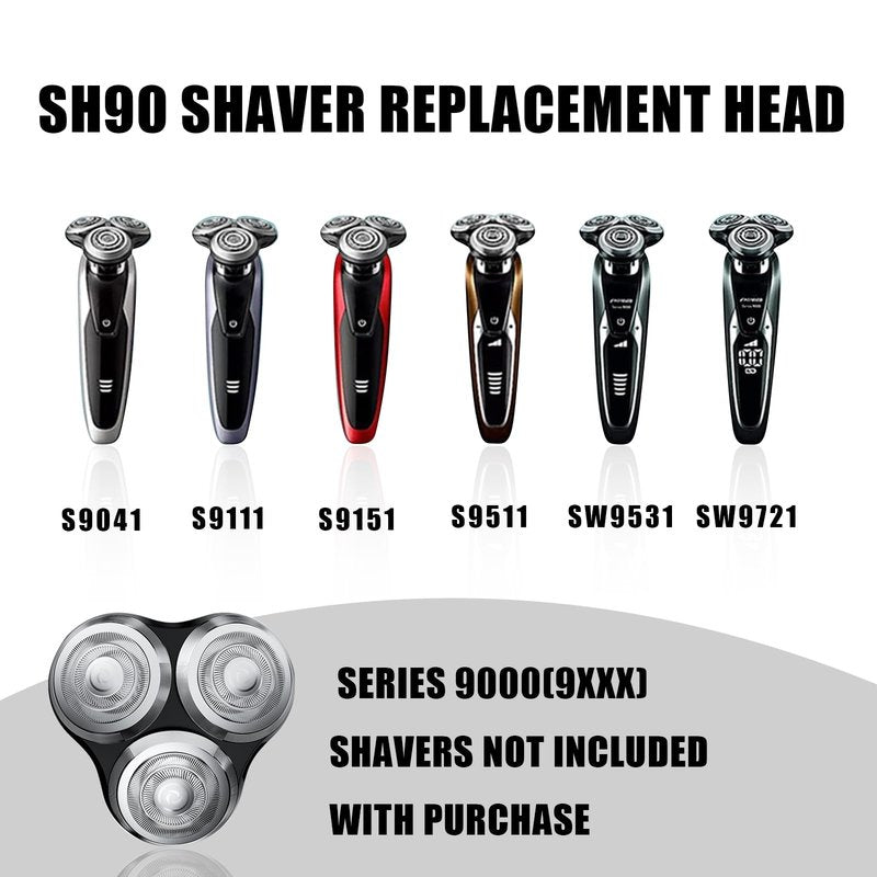 SH90 Replacement Rotary Heads Compatible with Philips Norelco Shavers Series 9000,Replacement Shaver Head with Upgrade Double-Layer Precision Blades for Men's Shaving,1 Pack