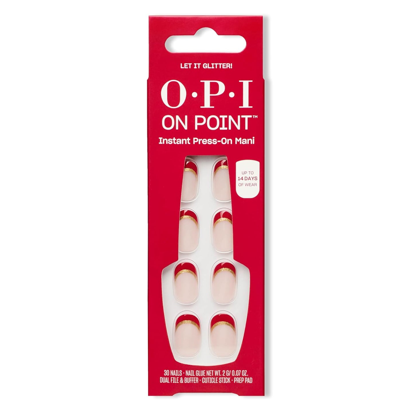 OPI On Point Press On Nails - Short Round & Squoval Nail Art | 30 Count, Long Lasting & Reusable