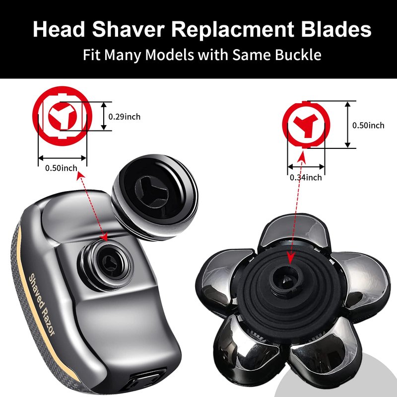 VODOZAVA Head Shaver Replacement Heads Magnetic 7 Blades Razor Replacement Blades Compatible with Freebird Shaver & Other Brands (silver6)