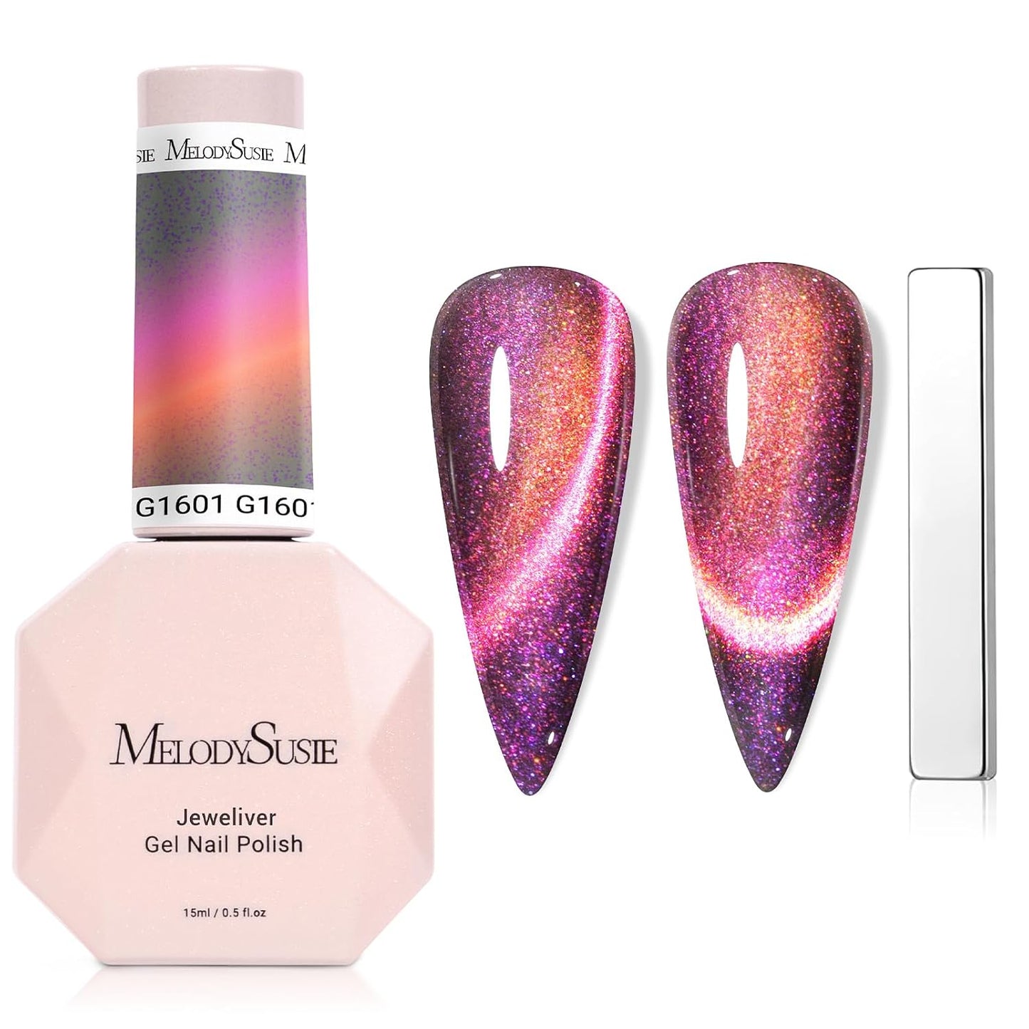 MelodySusie Cat Eye Gel Nail Polish - Burgundy Red Glitter Holographic | 0.5 Fl Oz UV Nail Art