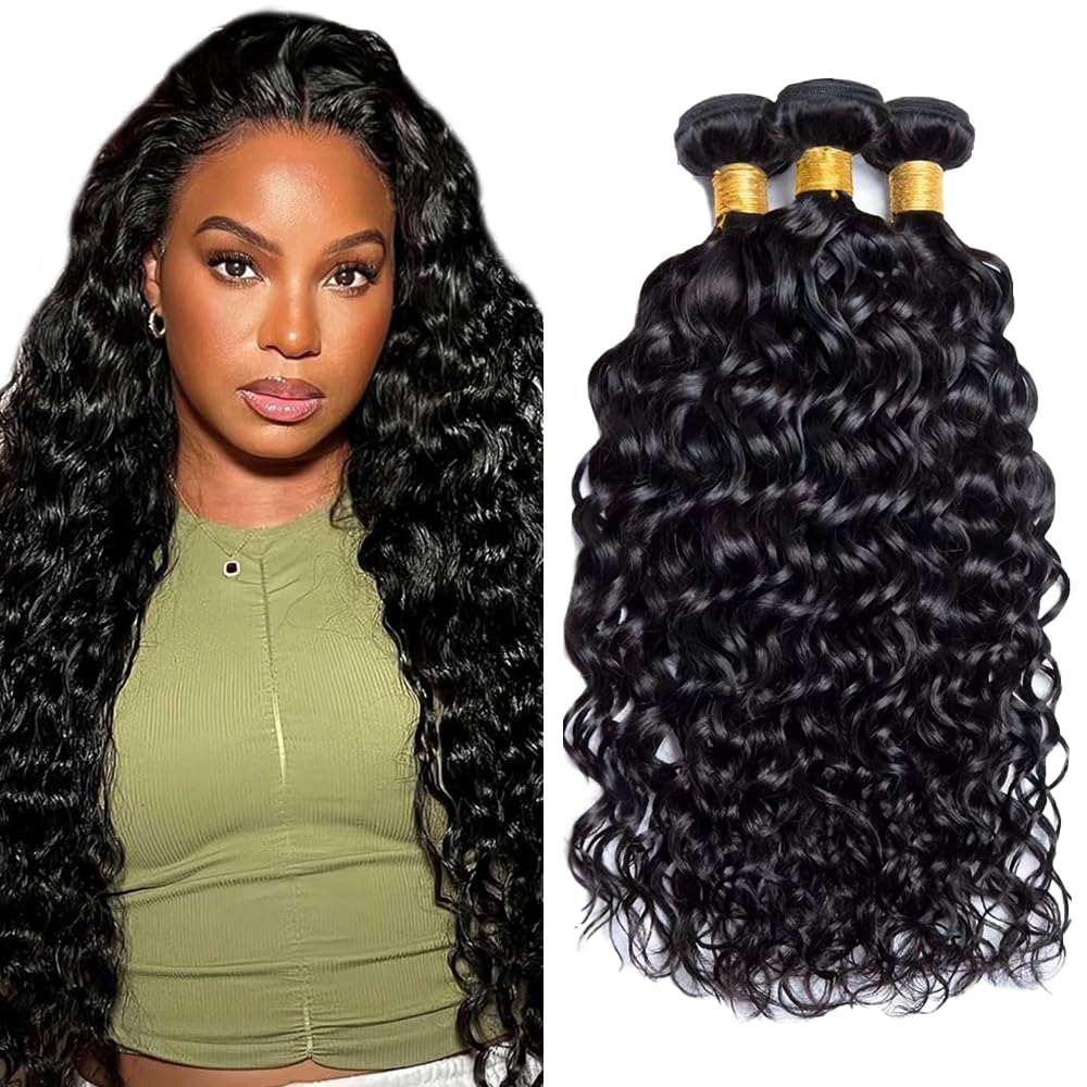 Bundles Human Hair Water Wave Human Hair Bundles 22 24 26 Inch Unprocessed Virgin Double Weft 1b Bundle Hair Extensions