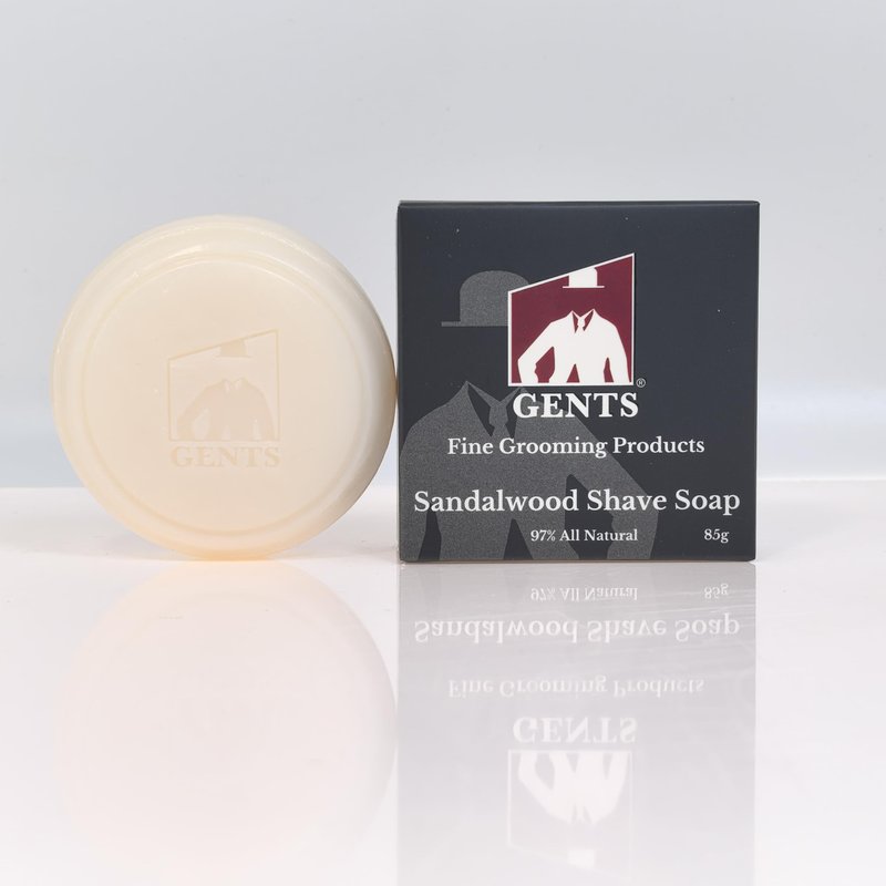 GENTS Men’s Sandalwood Shaving Soap - Natural Bar with Shea Butter & Glycerin for Rich Lather, 3oz