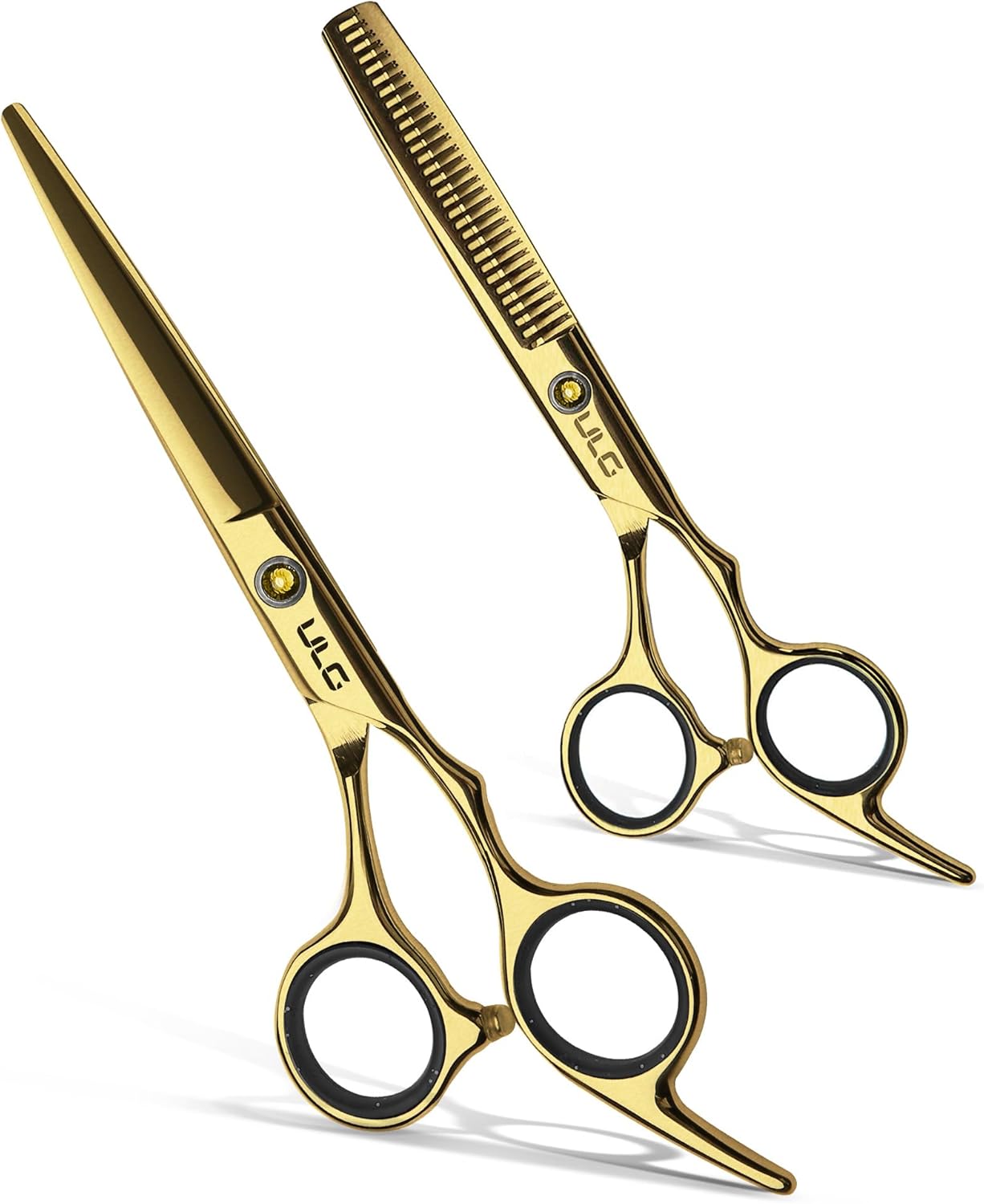 Professional Hair Cutting Scissors Kit - Thinning Shears & Razor Edge | 6.5 Inch Japanese Stainless Steel, Black