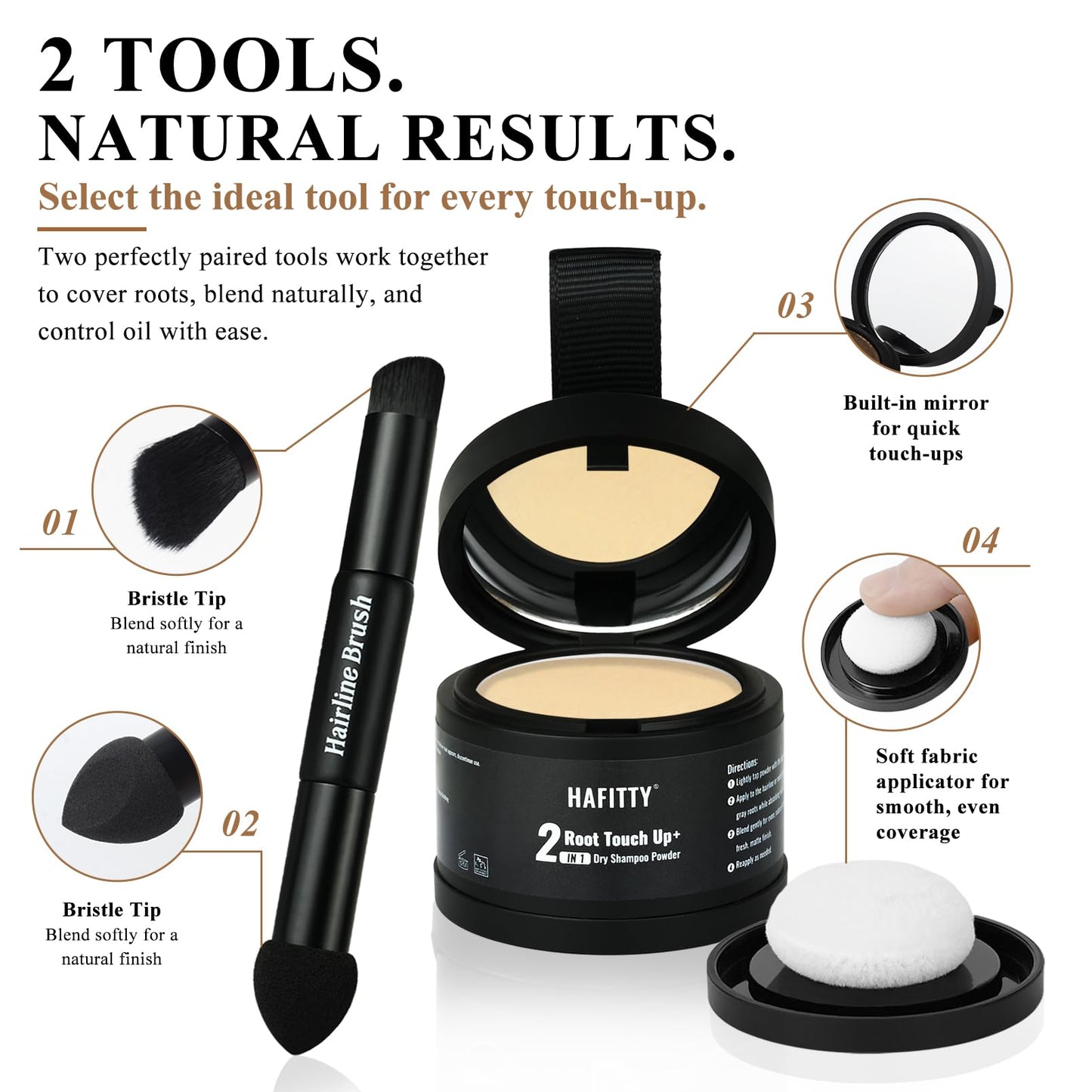 HAFITTY Root Touch Up Powder, Covers Gray Roots & Sparse Hair, Absorbs Excess Oil, All-Day Coverage, Natural Looking Finish, Easy to Apply, Hairline Powder for Women & Men (Light Blonde)