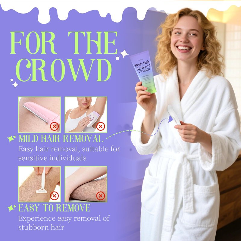 Body Hair Removal Cream with Spatula Applicator, Hydratology Facial Hair Remover and Calming Cream for Women, Gentle Formula - 100ML