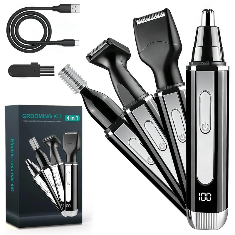 Joy RuDa Ear and Nose Hair Trimmer for Men: 2026 New Rechargeable 4-in-1 Ear, Nose, Eyebrow & Beard Trimmers 8500 RPM, LED Indicator & Waterproof Dual Edge Blades (Black)