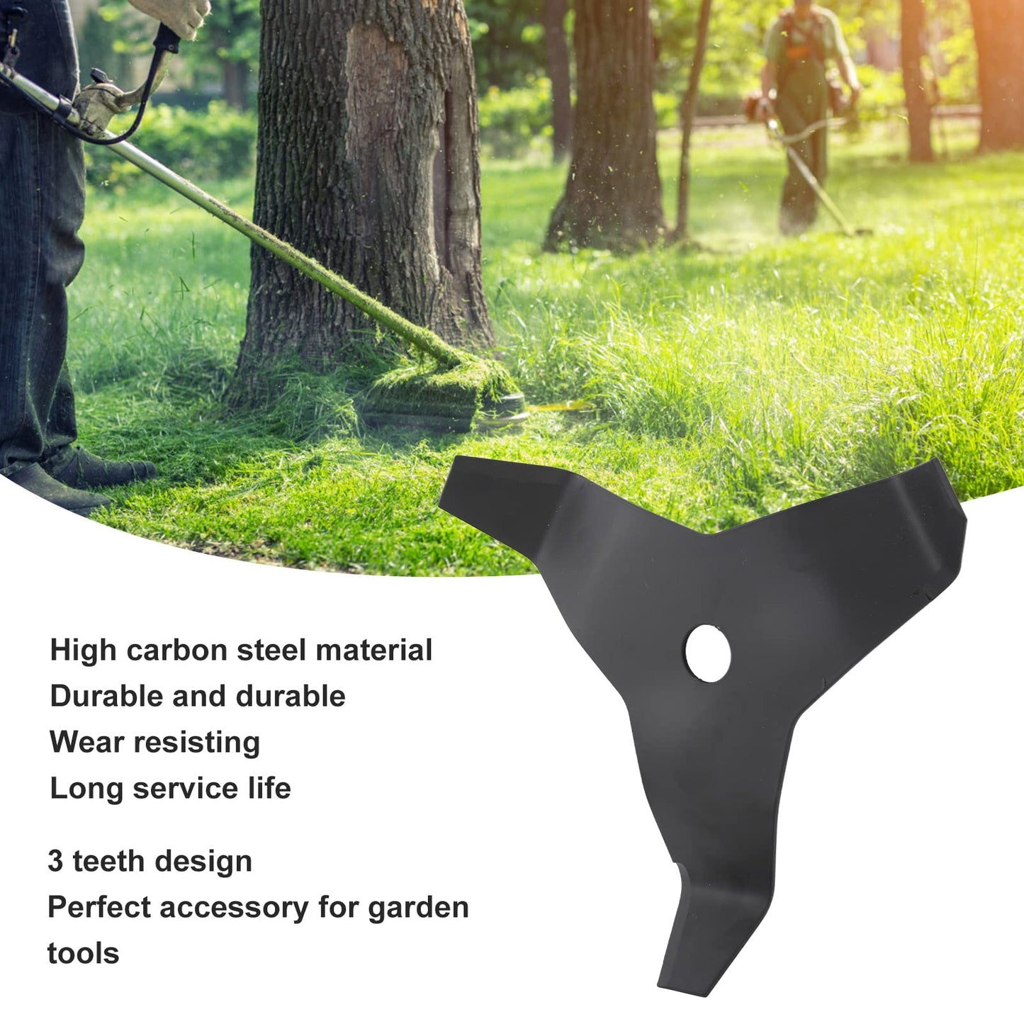 OUKENS Brush Cutter Blade, Universal 3 Teeth Carbon Steel Heavy Duty Weed Trimmer Replacement Blades for Lawn Yard Garden Bush Trimming Weed Eater