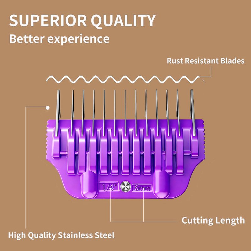 MEMIRY Wide Clipper Guard Attachment for A5 Type Wide Blade, Compatible with Andis, Wahl, Oster, Pet Grooming Attachment, Stainless Steel Professional Comb (6mm or 1/4")