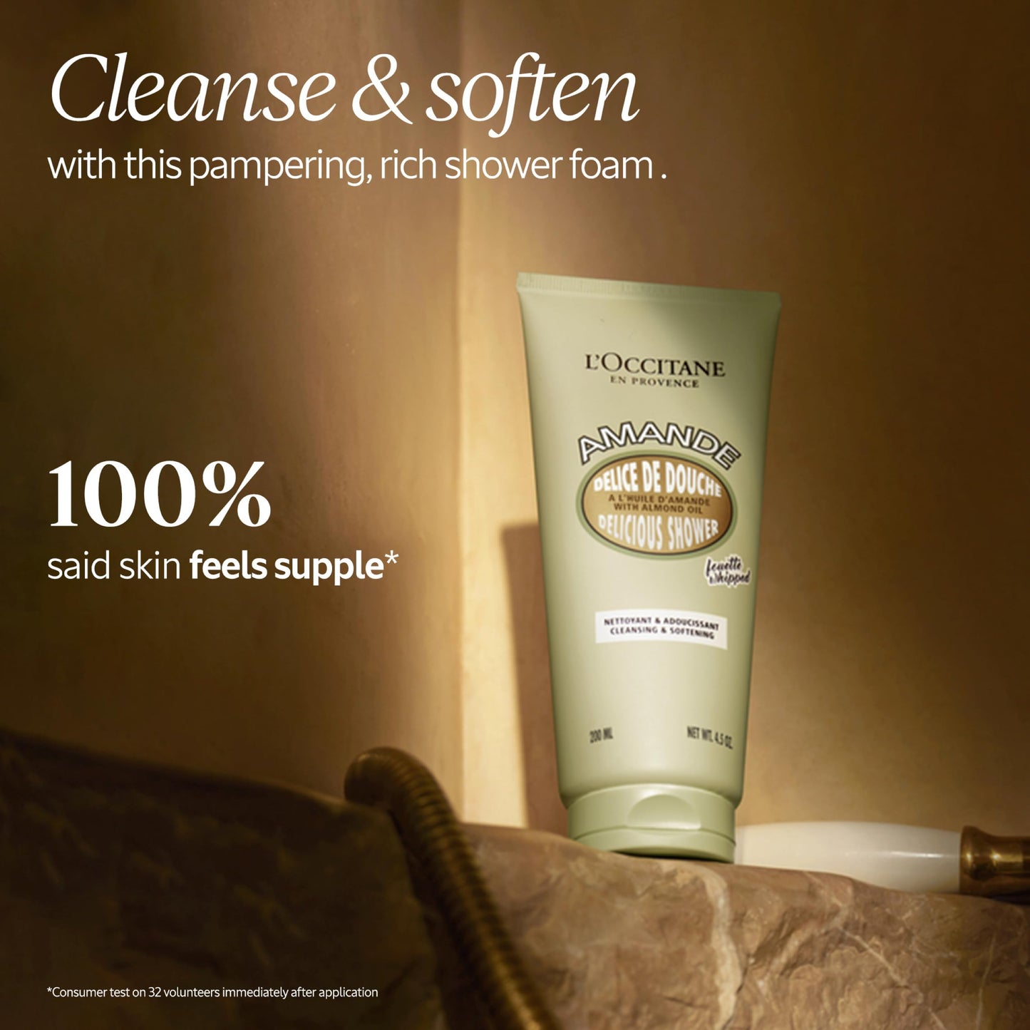 L’Occitane Almond Delicious Shower, Gentle Body Wash Cleanses, Moisturizes, Softens & Purifies for Radiant, Smooth Skin, Vegan Skincare, Scented