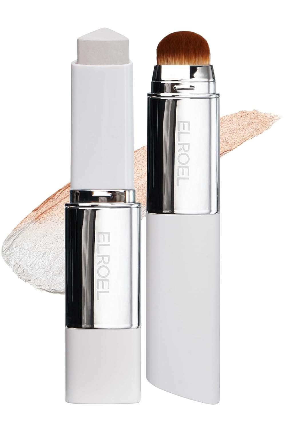 ELROEL Blanc Cover Cream Stick - Korean Color-Changing Foundation with Volufiline | Medium to Full Coverage, Dewy Finish (203 Medium)
