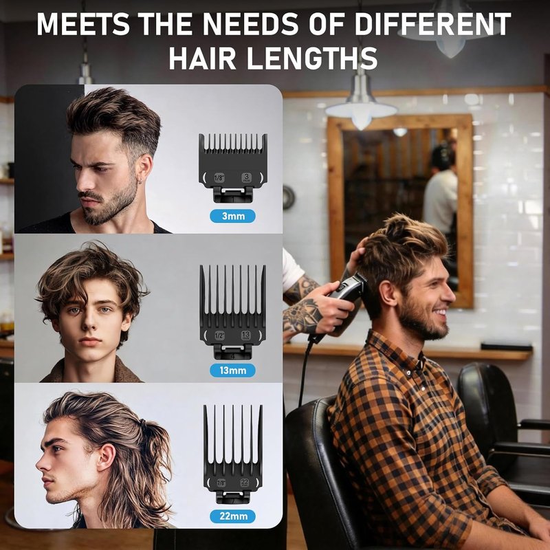 Professional Hair Clipper Guards Set - 14-Piece Replacement Guides Compatible with Wahl Clippers | 1/16" to 1" Sizes, Black