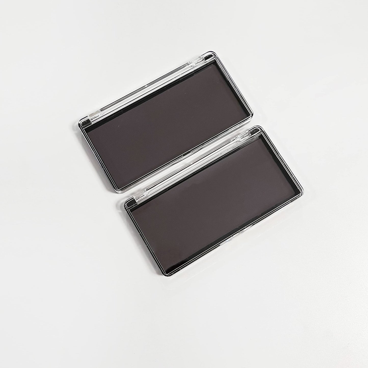 2pcs Rectangular Mini Magnet Make-up Dispensing Plate Eyeshadow Blush Powder Storage Empty Palette with 10pcs metal Stickers