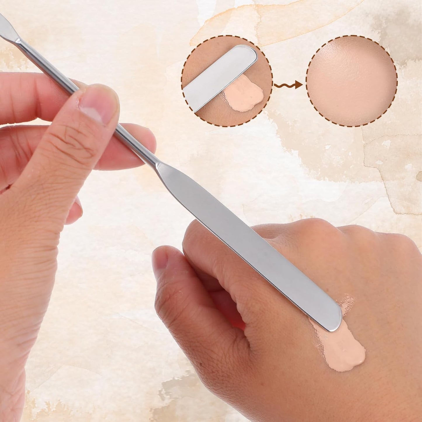 Foundation Spatula Set - 3 Stainless Steel Makeup Tools for Even Application | Cosmetic Mixing Palette Applicator