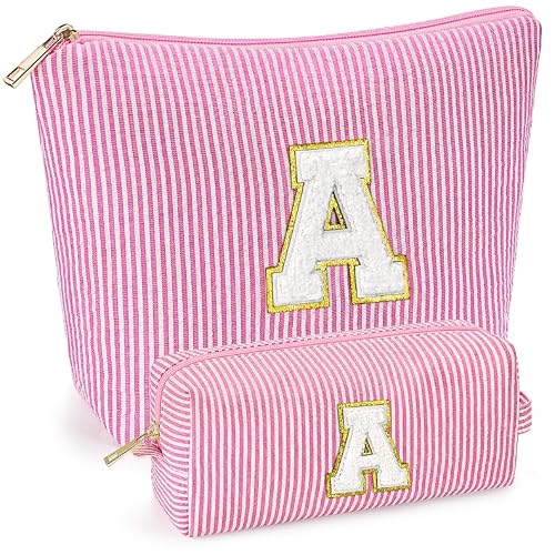 mibasies Graduation Gifts for Teen Girls Girlfriend - Mothers Day Gifts for Mom - 2PCS Gifted Box Makeup Bags - Cosmetic Bag for Travel Toiletry - Teen Girl Gifts Trendy Stuff Teacher Gift - Pink A