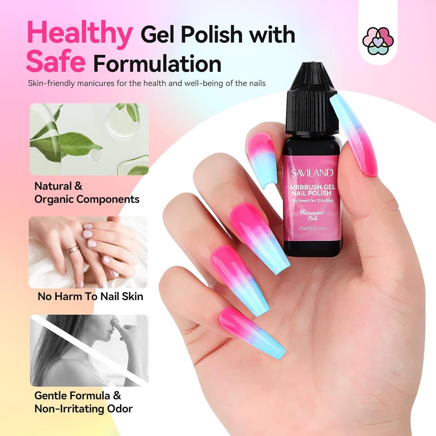 Airbrush Gel Nail Polish - Hema-Free Colorful 12-Color Set | 15ml Non-Acetone for DIY Salon & Party Nail Art