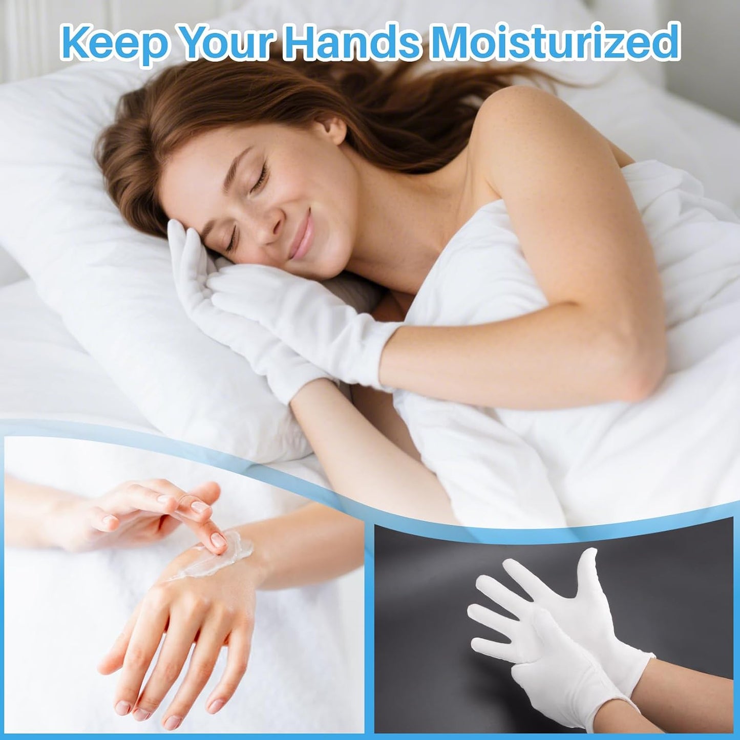 White Cotton Gloves - Breathable Reusable Gloves for Dry Hands | Soft Eczema Care, Unisex, 5 Pairs
