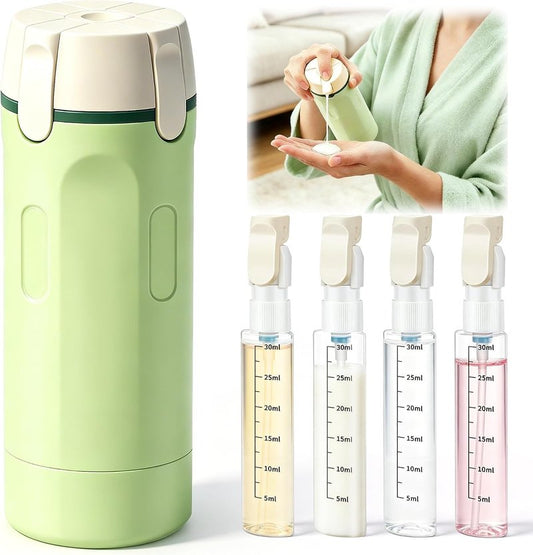 4 in 1 Travel Dispenser Bottle Set - Leakproof 30ML Toiletry Containers | TSA Approved, Labelled for Shampoo, Lotion, Conditioner, Cream