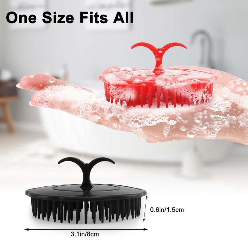 Scalp Scrubber Shampoo Brush - 4 Pack Scalp Massager for Hair Growth | 2 Black + 2 Red
