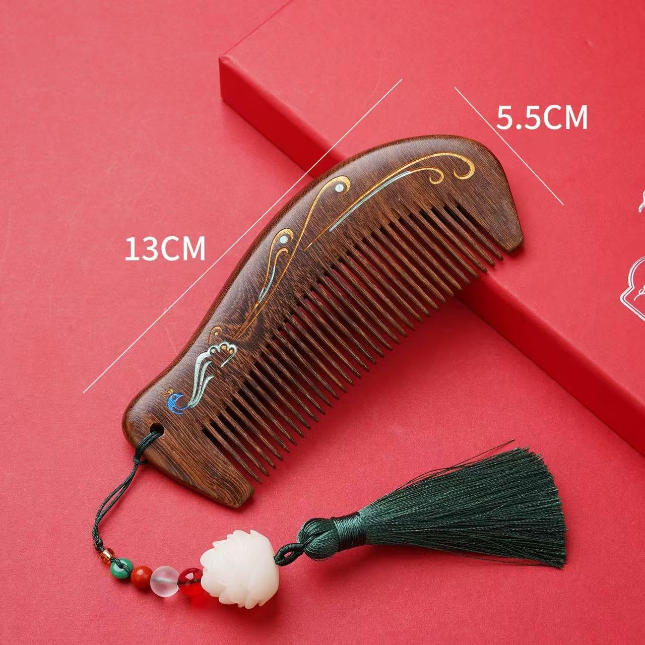 Handmade wooden hair comb, natural sandalwood comb, anti-static wooden combs, with sandalwood fragrance, good for hair growth, suitable for ladies and girls. (moon comb)