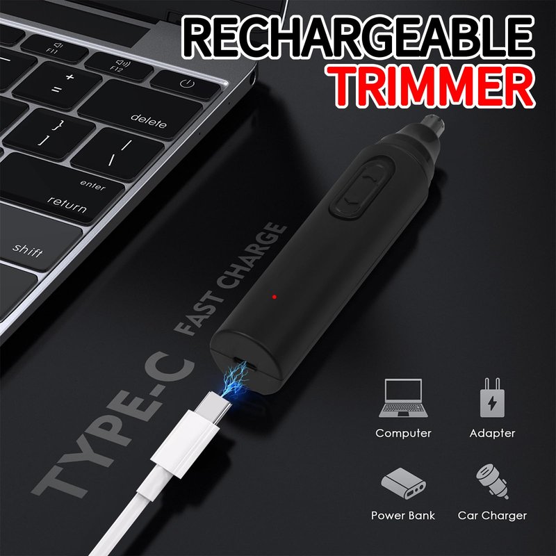 Yunmiss Nose Hair Trimmer for Women Men,Painless Rechargeable Ear Hair Trimmer Clipper,Portable Facial Hair Removal and Eyebrow Razor for Travel (Black)