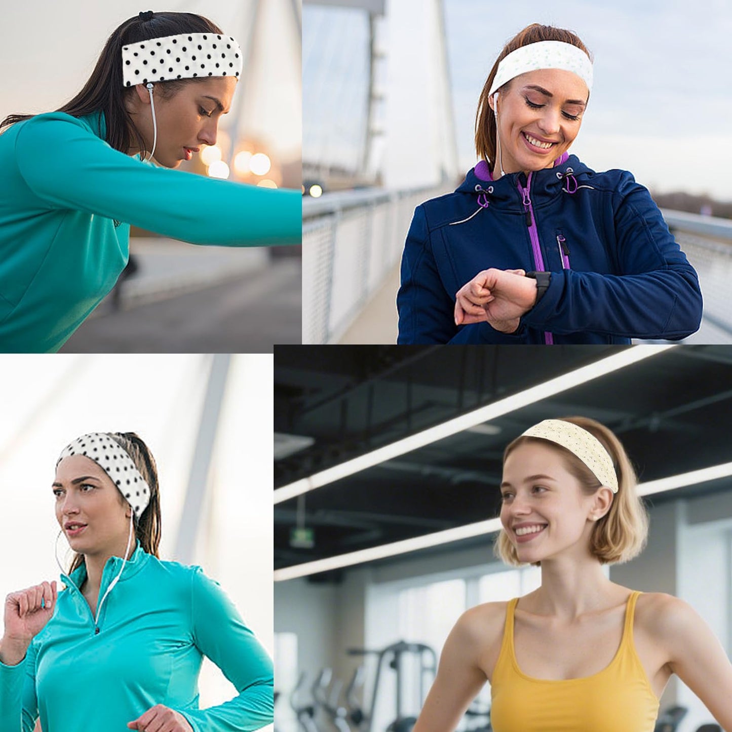 6 Pcs Anti-Slip Elastic Headbands for Women Soft Fabric Yoga Sweatbands with Floral Heart Print Stretchy, Sweat-Absorbent and Lightweight for Fitness, Running and Daily Wear